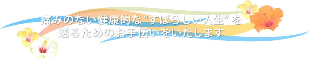 痛みのない健康的な“すばらしい人生” を送るためのお手伝いをいたします